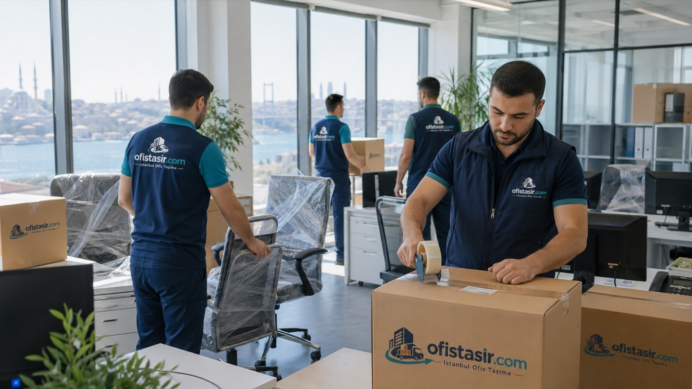 Ofis taşıma ekibi eşyaları paketlerken — Ümraniye dahil İstanbul genelinde hizmet